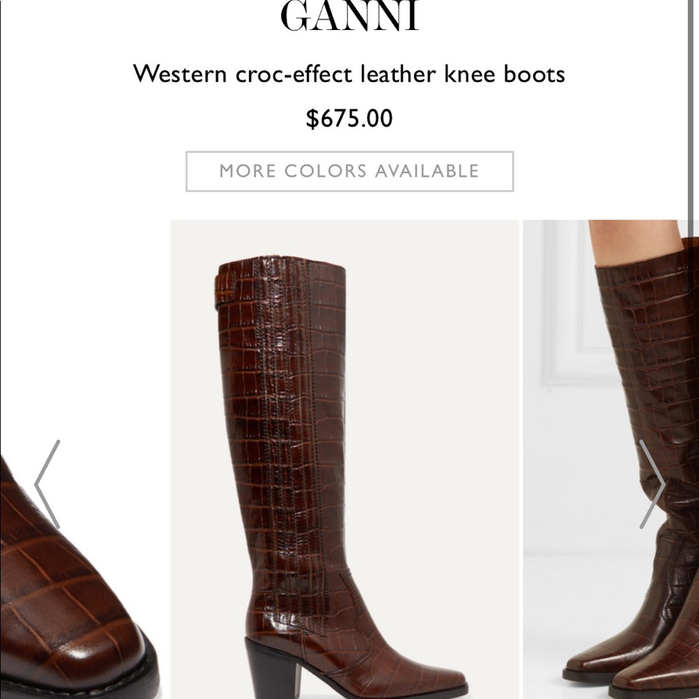 BRAND NEW GANNI Western croc leather knee boots 37 - Picture 4 of 7
